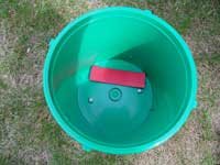 Vaportape insecticidal strip (red) in trap