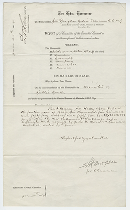 Order-in-Council document, front