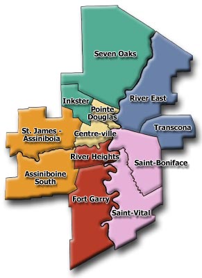 Carte de Winnipeg illustrant le jumelage des zones communautaires susmentionn&eacute;es