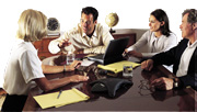 people talking around a table