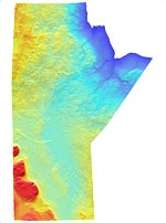 Click for a larger version of the Digital Elevation Map of Manitoba