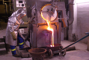 First gold pour at San Gold Rice Lake Gold Mine, August 23, 2006.