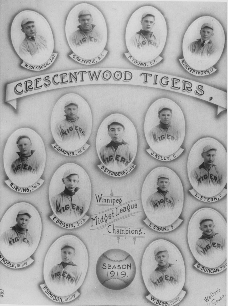 Les Crescentwood Tigers, champions de la Winnipeg Midget League, 1919 