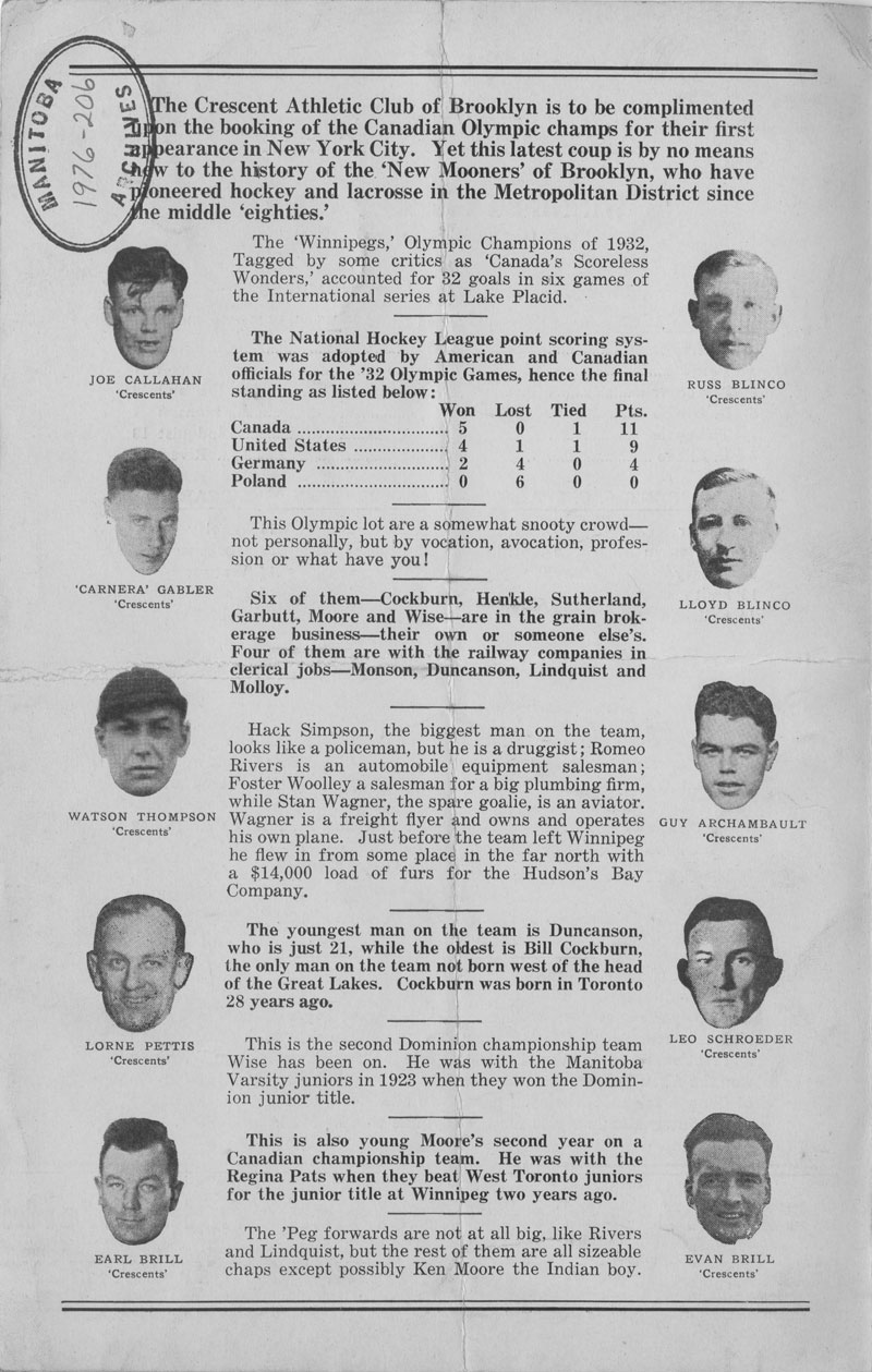 Official Program of the Amateur Hockey Double Header, February 21st, 1932 page 4 