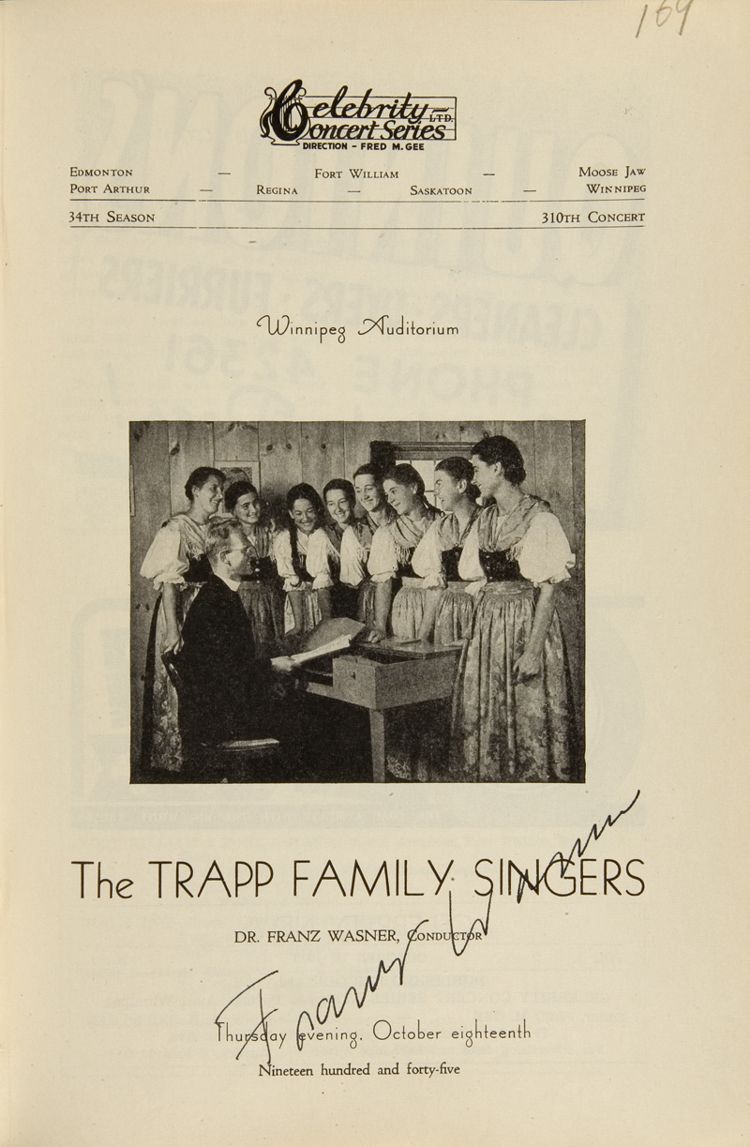 Trapp Family Singers programme