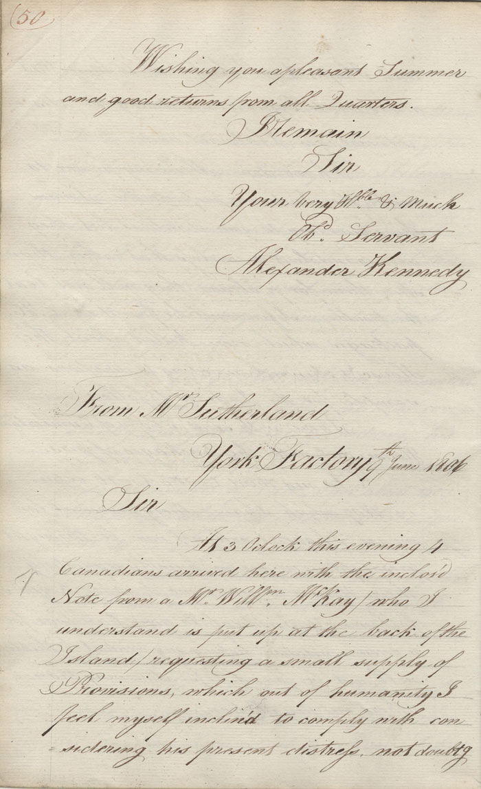 Letter from Alexander Kennedy to John McNab, 7 June 1806. 