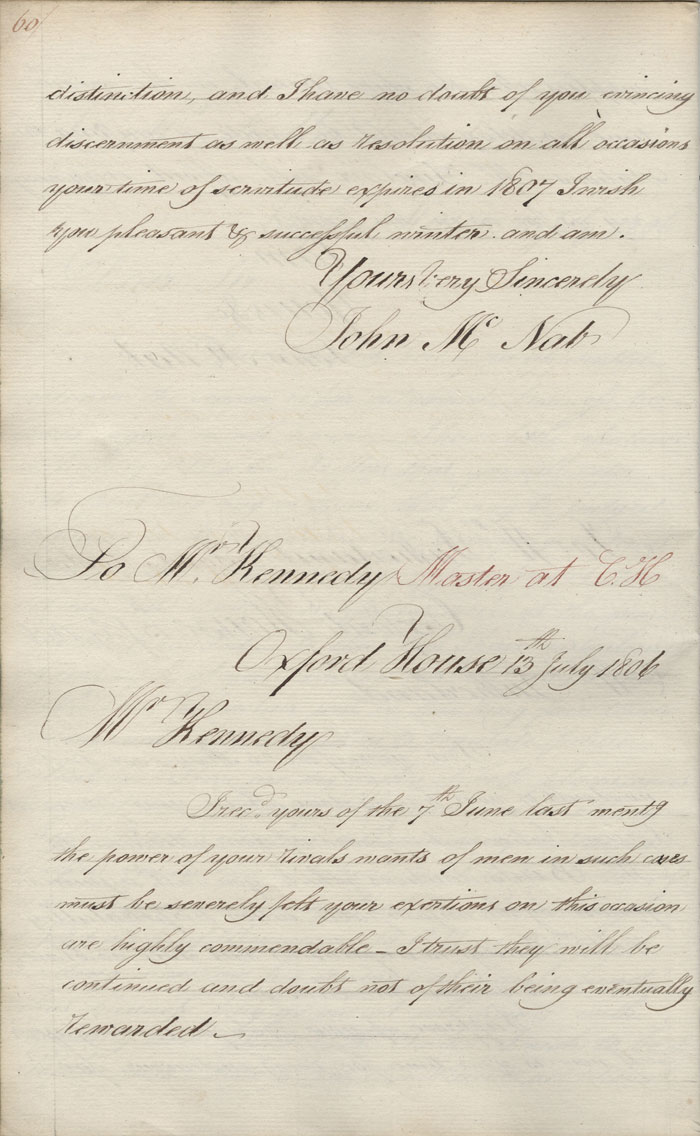 Letter from John McNab to Alexander Kennedy, 13 July 1806