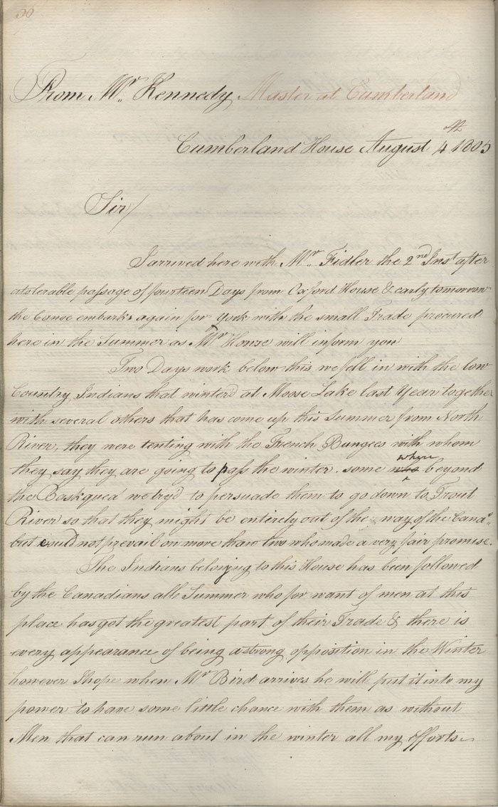 Lettre d'Alexander Kennedy  John McNab, 4 aot 1805