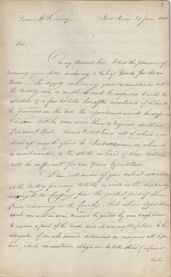 Lettre de William Hemmings Cook  Alexander Kennedy, 6 juin 1810