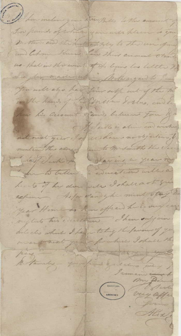 Letter from Alexander Kennedy to his brother and sister