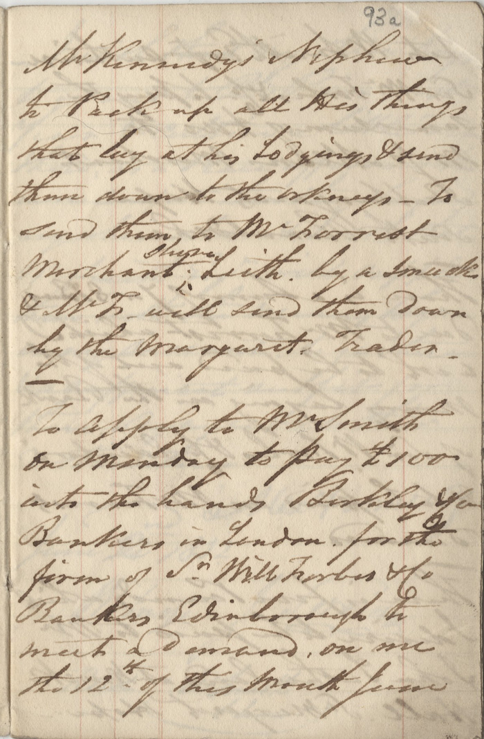 Note accompanying Alexander Kennedy's will
