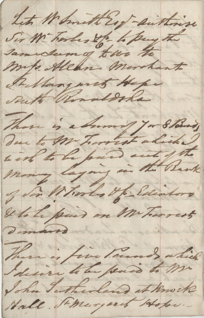 Note accompanying Alexander Kennedy's will