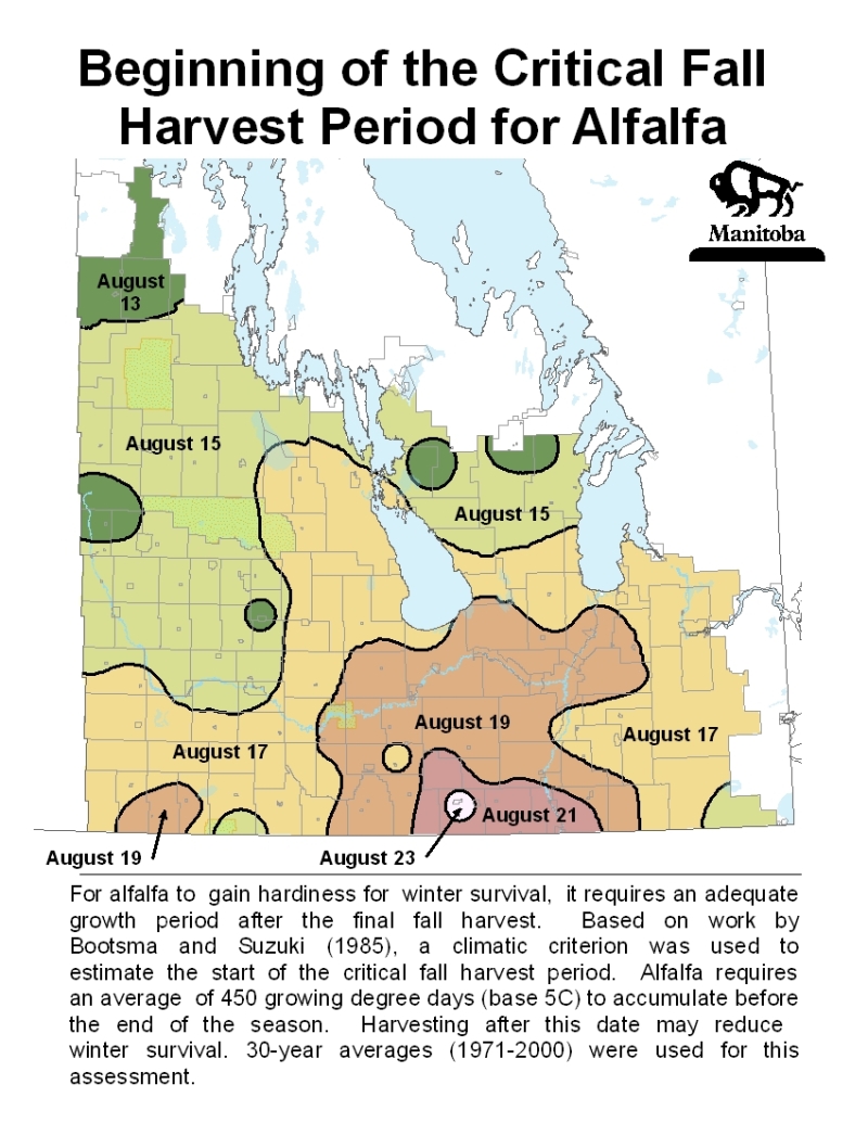 Critical Fall Harvest Map for Alfalfa