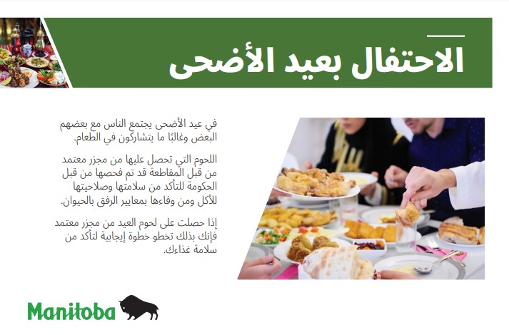 People Celebrating Eid-ul-Adha and the Postcard is written in Arabic for Consumers.