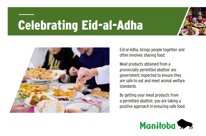 People Celebrating Eid-ul-Adha and the Postcard is written in English for Consumers.