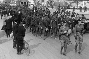 military parade on Portage Ave in Winnipeg, 1918