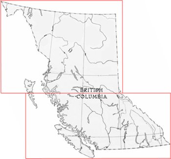 Map of British Columbia divided into North and South regions