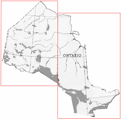 Map of Ontario divided into West and East regions