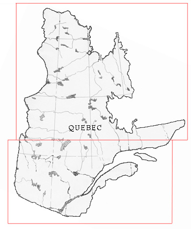 Map of Quebec with the locations of HBC Fur Trade Posts