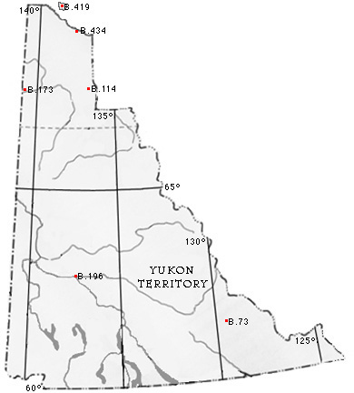 Map of Yukon Territory with the locations of HBC Fur Trade Posts