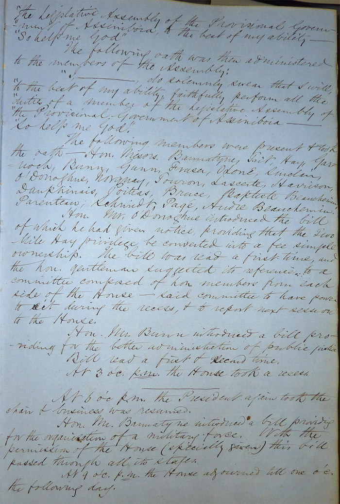 Journal de la session de l’Assemblée législative d’Assiniboia, page 3