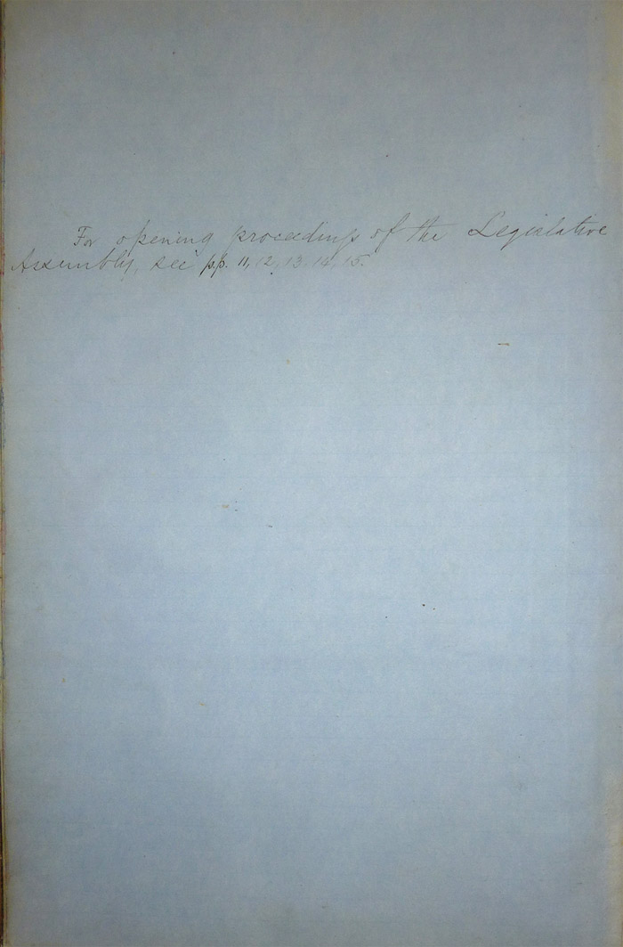 Page d’introduction du journal de la session de l’Assemblée législative d’Assiniboia