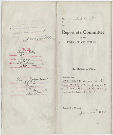Order-in-Council document, back