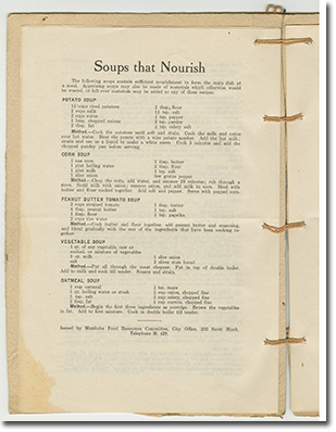 Archives of Manitoba, Gertrude C. Code fonds, Wartime Cookery booklet, 1918.