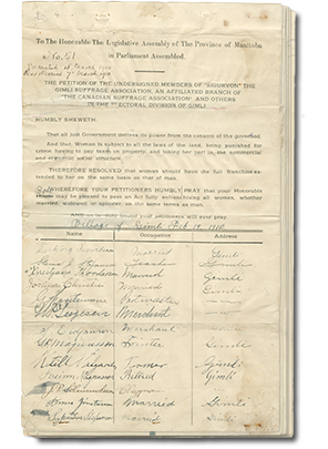 page of petition, with signatures