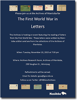 poster for First World War in Letters event