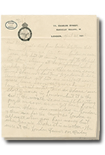 Une lettre avec 2 pages. Archives du Manitoba, Battershill family fonds, Letter from George Battershill, April 30, 1916, #528-529, P7471/2.