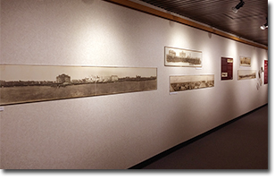 hallway with paroramic photo on the wall