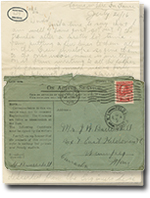 la 20 juillet 1916 lettre avec 2 pages et une enveloppe