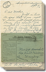 la 9 septembre 1916 lettre avec 3 pages et une enveloppe