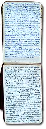 Page in handwritten diary of George Hambley with entries from April 13th, 14th, 16th, and 20th, 1917.