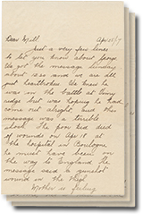 lettre avec 3 pages de Carrie Battershill à Amelia Simmons, la 25 avril 1917