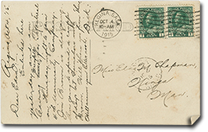 Retour de la carte postale post-signé Regina (Saskatchewan) 4 octobre 1915 10 heures du matin.