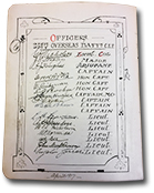 A page in the autograph book with a list of signatures of officers in the 251st overseas batt'n C.E.F., dated April 1917. The page has a decorative border of leaves and swirls.