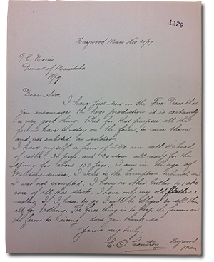 une lettre de E. O. Gautron au Premier T. C. Norris