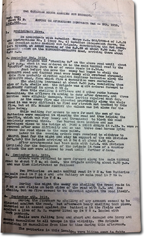 photo of the Second Canadian Motor Machine Gun Brigade war diary