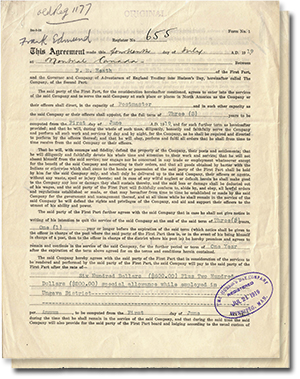 Servant’s contract for Frank Edmund Heath with two pages