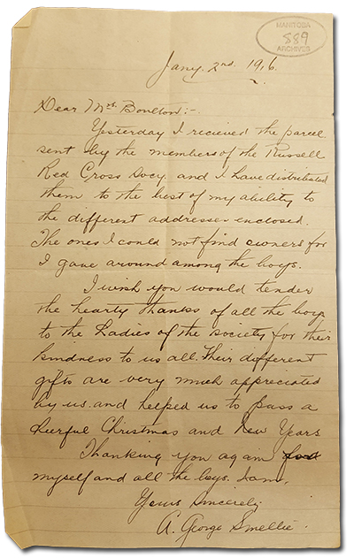 letter avec A. George Smellie à Augusta Boulton
