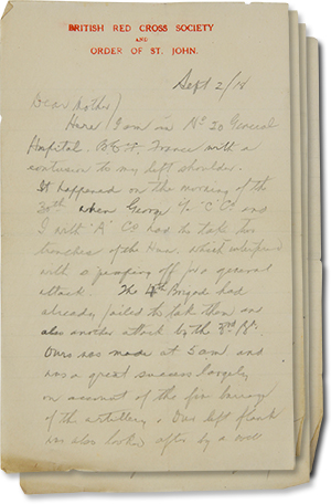 Letter with 4 pages from Clarence Boswell to his mother