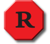Restricted icon: red hexagon with black R