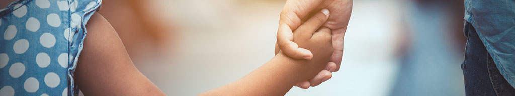 Close-up image of child and parent holding hands - Family Law Modernization website banner
