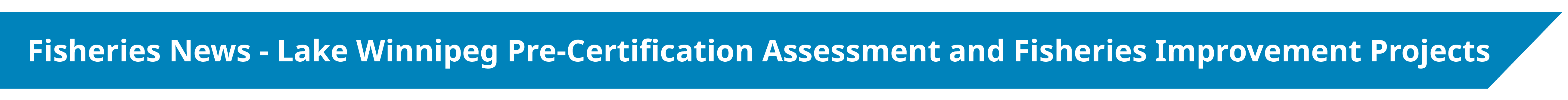Fisheries News - Lake Winnipeg Pre-Certification Assessment and Fisheries Improvement Projects Fisheries News - Lake Winnipeg Pre-Certification Assessment and Fisheries Improvement Projects