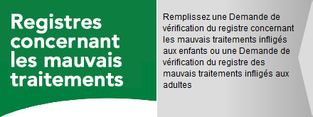 Registres concernant les mauvais traitements