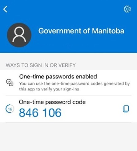 Viewing code on authenticator app