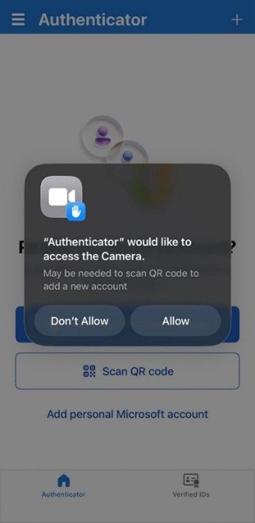 Authenticator asking permission to access your camera
