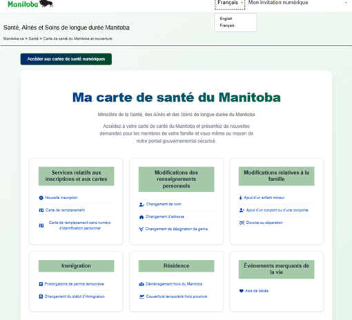 Changing your preferred language in your My Manitoba Health Card account